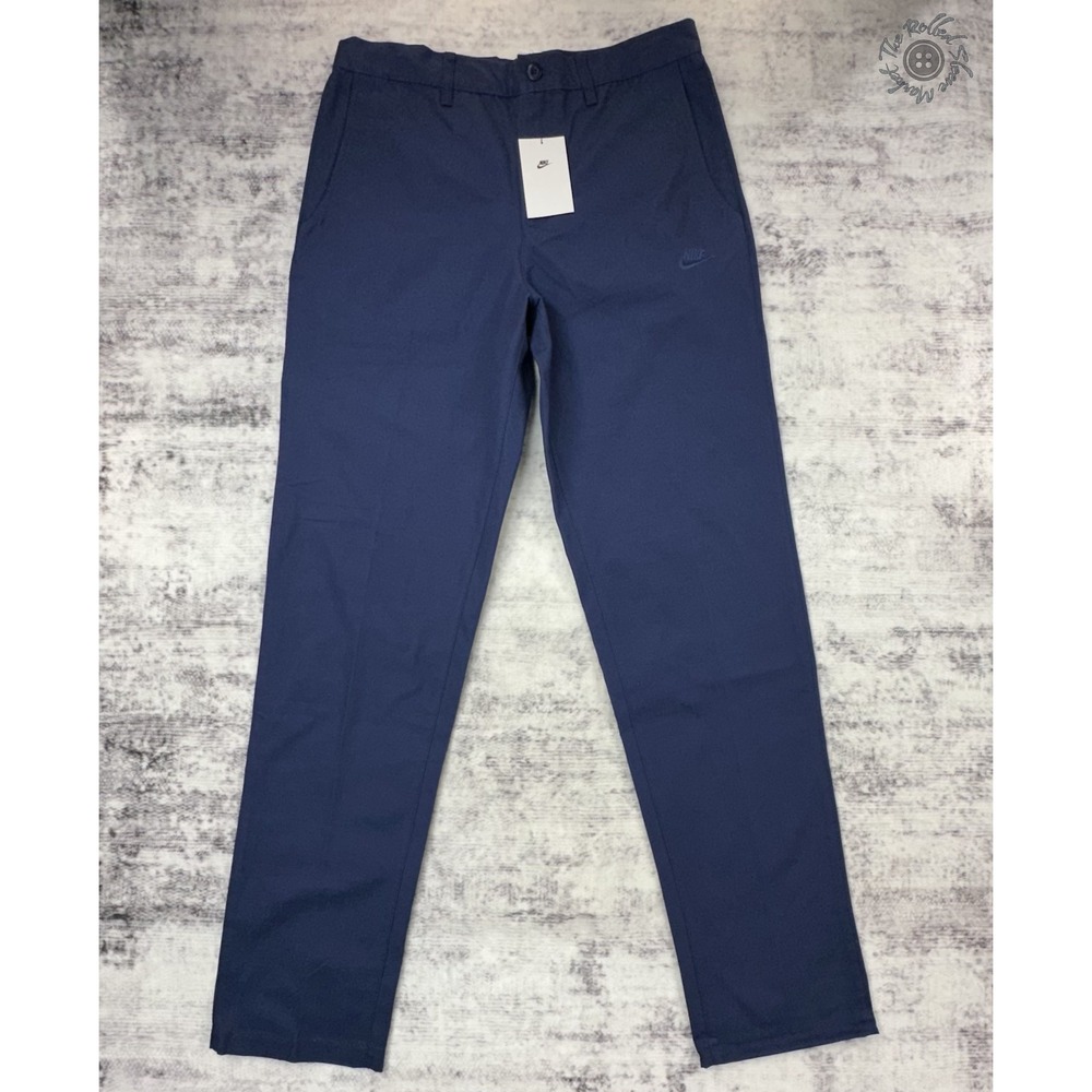 NWT Nike Club Chino Pants Men's 32x34 Navy Blue Standard Fit FZ5770-410 MSRP $85